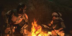 The Mandalorian - Concept Art (with Kuiil at fire)